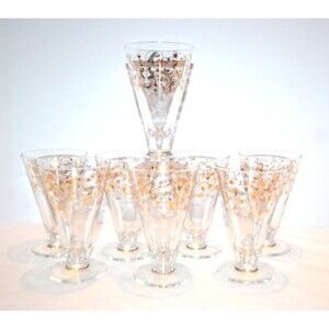 Mid Century K Monogram Kahlua Stars Atomic Sputnik Set of Eight